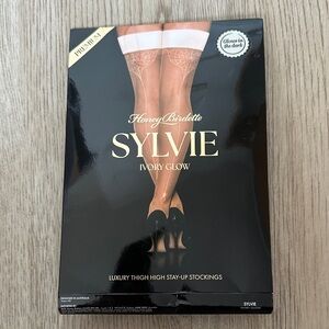 Honey Birdette Sylvie Thigh-High Stockings in Ivory Glow